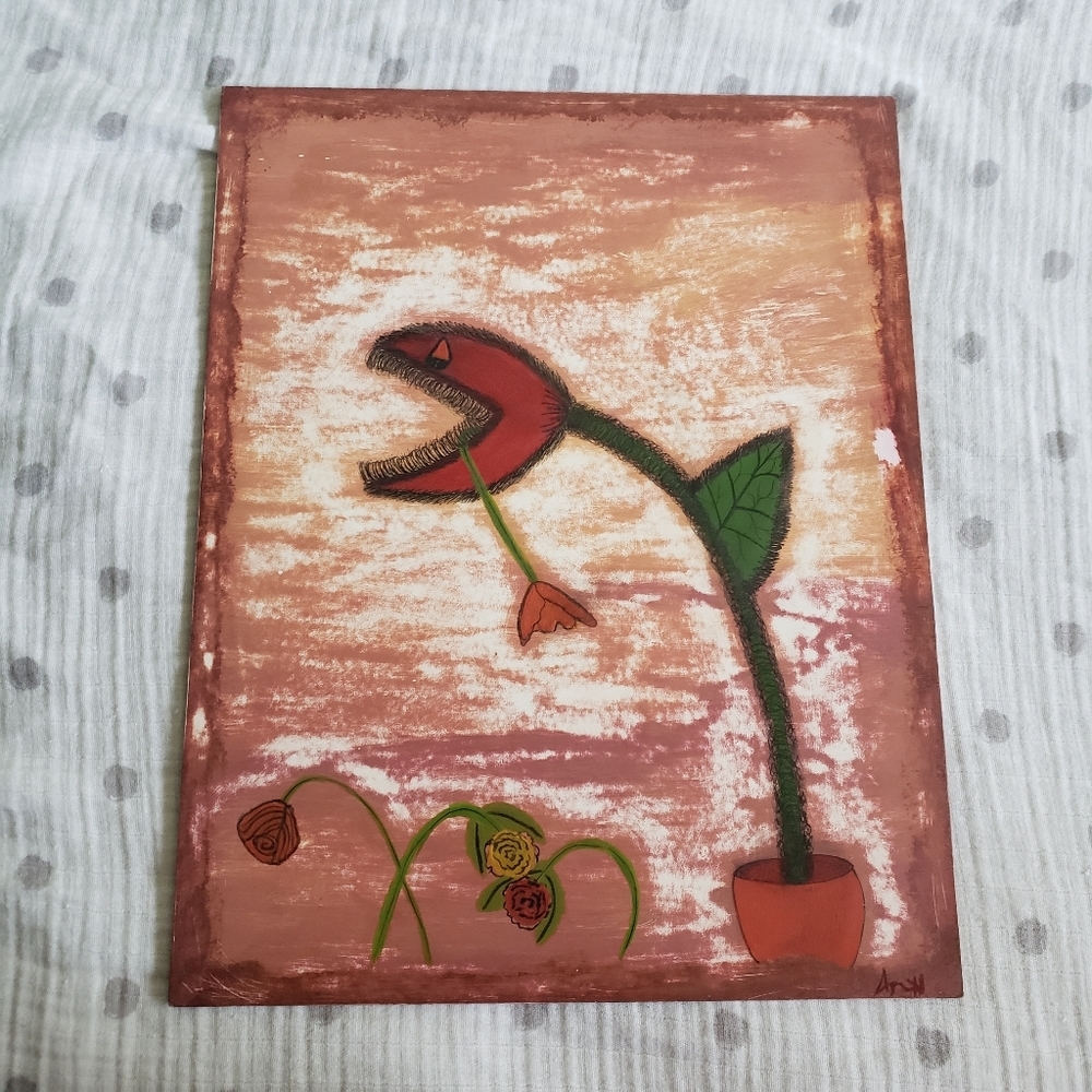 Hand Painted Potted Venus Fly Trap.